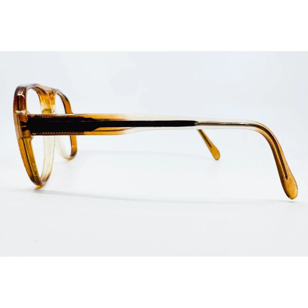 Safilo Elasta 1030 Eyeglass Frames Mens Brown Aviator Double Bridge Italy 56-16